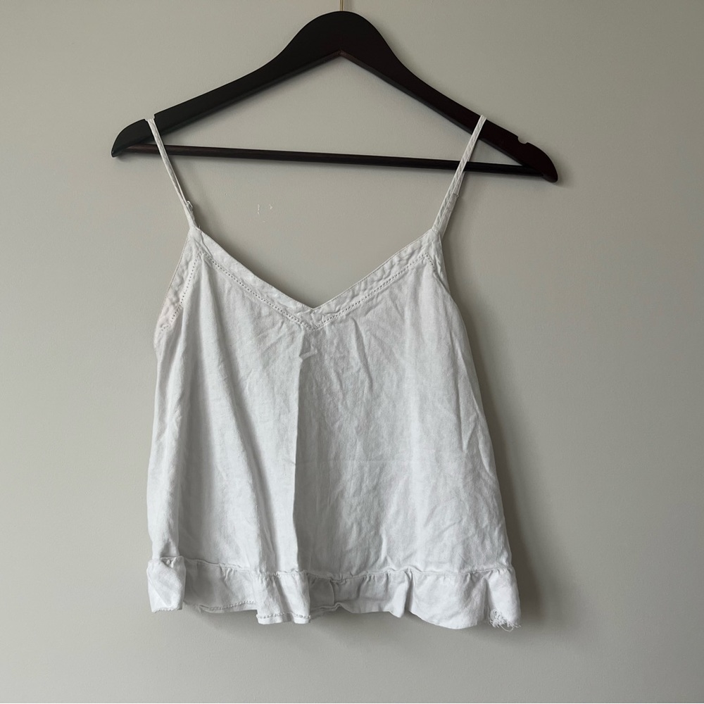 Aerie White Cotton Cropped Tank, size MEDIUM
